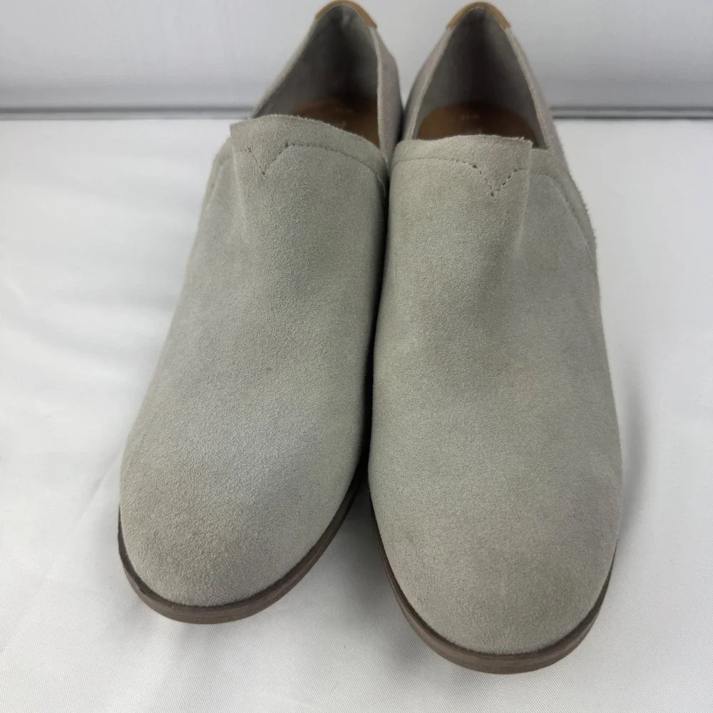 TOMS Women's Gray Suede Textile Block Heel Loafers Casual Office Shoes Size 12‎